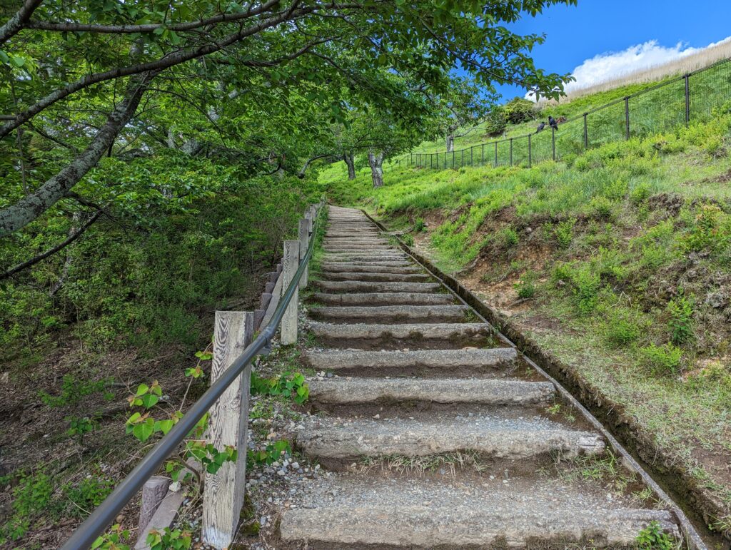 Treppe auf den Wakakusa-yama in Japan